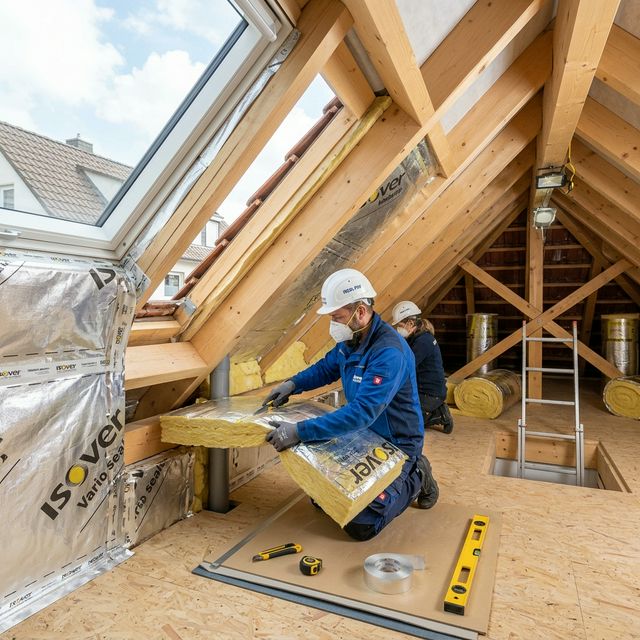 Artisan au travail sur projet d'isolation